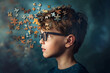 Boy child with puzzle pieces: World Autism Awareness Day or Month concept, and Child Mental Health concept.