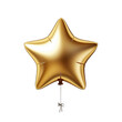 Golden star shaped balloon isolated on transparent background