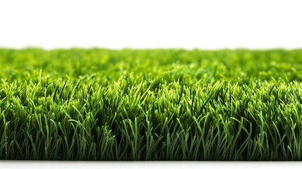 Isolated artificial grass soccer field background texture on a backdrop of pure white