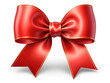 Red ribbon bow isolated on white background. 3d render illustration.