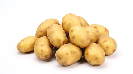 Wall Mural - potatoes with their near nutrients isolated on a stark white background