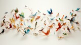 Fototapeta Sawanna - background with colorful birds on white