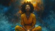 dark-skinned woman meditating