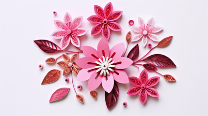 Wall Mural - happy women's day pink paper cut flower card beautiful