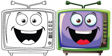 Poster - Two smiling animated TVs with vibrant colors