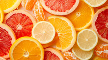 A Visually Stunning Composition Of Sliced Citrus Fruits A?" Oranges, Grapefruits, And Tangerines A?" Capturing The Zesty And Invigorating Flavors Of A Vibrant Citrus Medley.