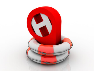 Poster - 3d rendering hospital navigation planning, concept
