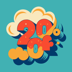 Poster - Typographic design with letters shaped like clouds for 