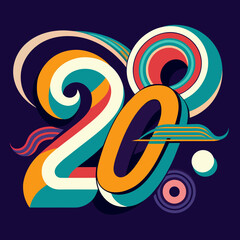 Poster - Abstract composition of flowing lines forming the digits 