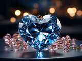 Fototapeta Kosmos - Heart-Shaped Blue Diamond Pendant Necklace. Love Pendant