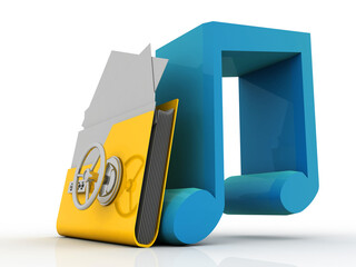 Poster - 3d rendering folder protected lock near music icon