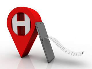 Poster - 3d rendering hospital navigation planning, mobile concept

