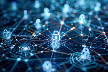 Digital illustration of a glowing padlock on a circuit board, symbolizing cybersecurity and data protection.