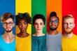 LGBTQ Pride followership. Rainbow uprising colorful diversity analytics diversity Flag. Gradient motley colored student LGBT rights parade festival carnation diverse gender illustration