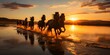 Graceful Horses Galloping Freely at Sunset. Concept Horse Photography, Sunset Scenes, Spirited Gallop
