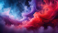 Stunning Smoke And Fog With Striking Hues Of Purple, Blue, And Red. Vivid And Powerful