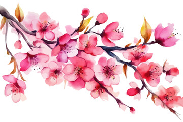 Wall Mural - Cherry bloosom illustration. Watercolor vector background with flowers.