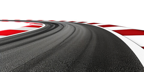 Wall Mural - A race track curving left isolated on transparent background.