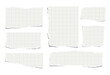 Set of torn pieces of checkered paper isolated on a white background. Paper collage. Vector illustration.