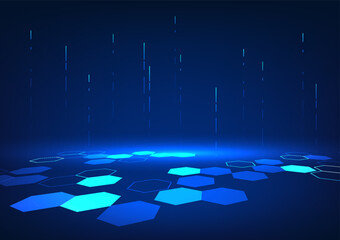 Poster - Abstract background technology Elements of interconnected hexagonal geometric lines Illustration of high tech digital information delivery for brochures, flyers, magazines, Vector illustration.