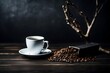 dark brown and black coffee cup presentation
