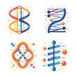 Four genetic testing icons isolated on white backgro