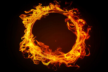 Canvas Print - Ring of fire on a black background, magic spell effect