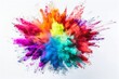 © ParinApril - An explosion of vibrant colored powders against a white background, creating a dynamic and abstract burst of colors.