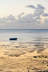 Wall Mural - Scenic view of moored boat at Jambiani beach, Zanzibar