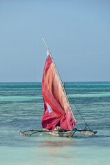 Wall Mural - Scenic view of traditional fishing boat in Zanzibar