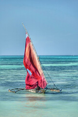 Wall Mural - Scenic view of traditional fishing boat in Zanzibar