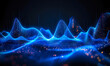 Futuristic blue sound wave visualization depicting an equalizer's dynamic rhythm, perfect for representing voice recognition and audio technology concepts