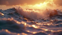 Closeup Of The Constantly Shifting Texture Of The Sea As The Suns Rays Illuminate The Crests And Troughs Of The Endless Ocean.