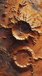 Mars red dusty landscape with Olympus Mons and Valles Marineris depicting its volcanic activity and erosion realistic in detail for stock photo and suitable for science magazine