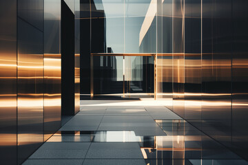 Poster - futuristic architecture with light reflections. futuristic background image. created with generative
