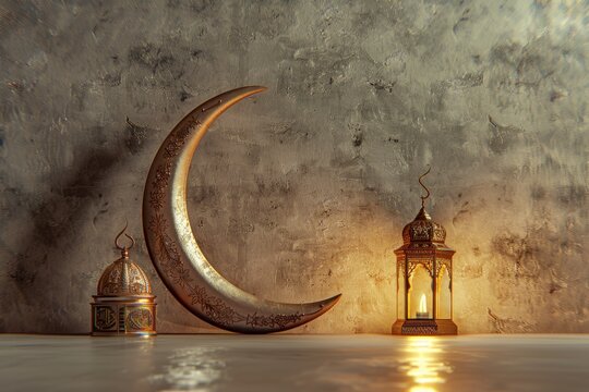 vector art of Modern 3D greeting card Islamic holiday banner suitable