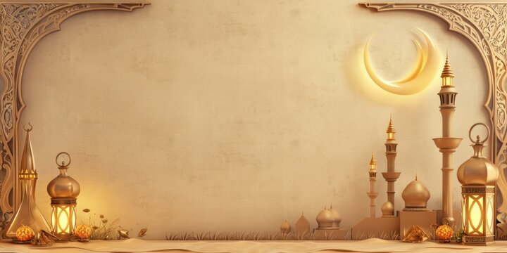 vector art of Modern 3D greeting card Islamic holiday banner suitable