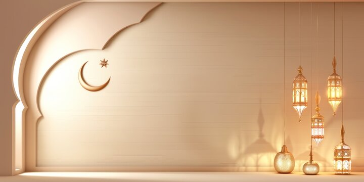 vector art of Modern 3D greeting card Islamic holiday banner suitable