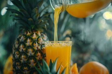 Wall Mural - Glass of pineapple juice