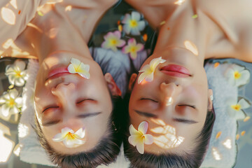 A couple enjoys a relaxing anti-stress head massage