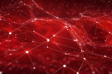 Wall Mural - abstract red geometrical background connecting dots and line