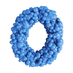 Ball number 0 blue 3d render