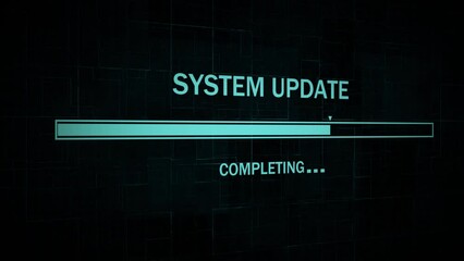 Checking for updates, looping message, Loop Animation Background. System Updating Progress Warning Message System Updated Alert on Screen, Computer Screen Entering Login And Password,