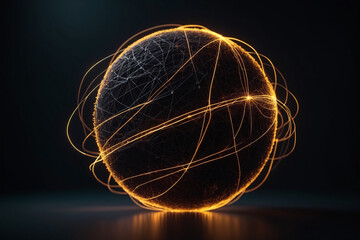 Aufkleber - Abstract spherical particles connected with lines, concept for network and conncetion
