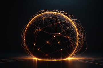 Leinwandbilder - Abstract spherical particles connected with lines, concept for network and conncetion