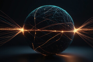 Leinwandbilder - Abstract spherical particles connected with lines, concept for network and conncetion