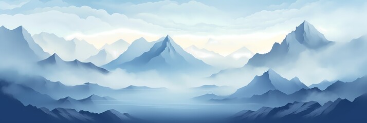 Wall Mural - Mountain Landscape Panorama Concept Drawing Background image HD Print 15232x5120 pixels. Neo Game Art V8 22