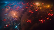 A fleet of drones lighting up the night sky creating a mesmerizing light show.