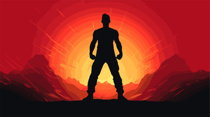 Wall Mural - silhouette of a person in a powerful and confident stance filled with energy. simple vector art