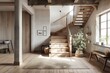 Modern staircase inside contemporary modern house interior